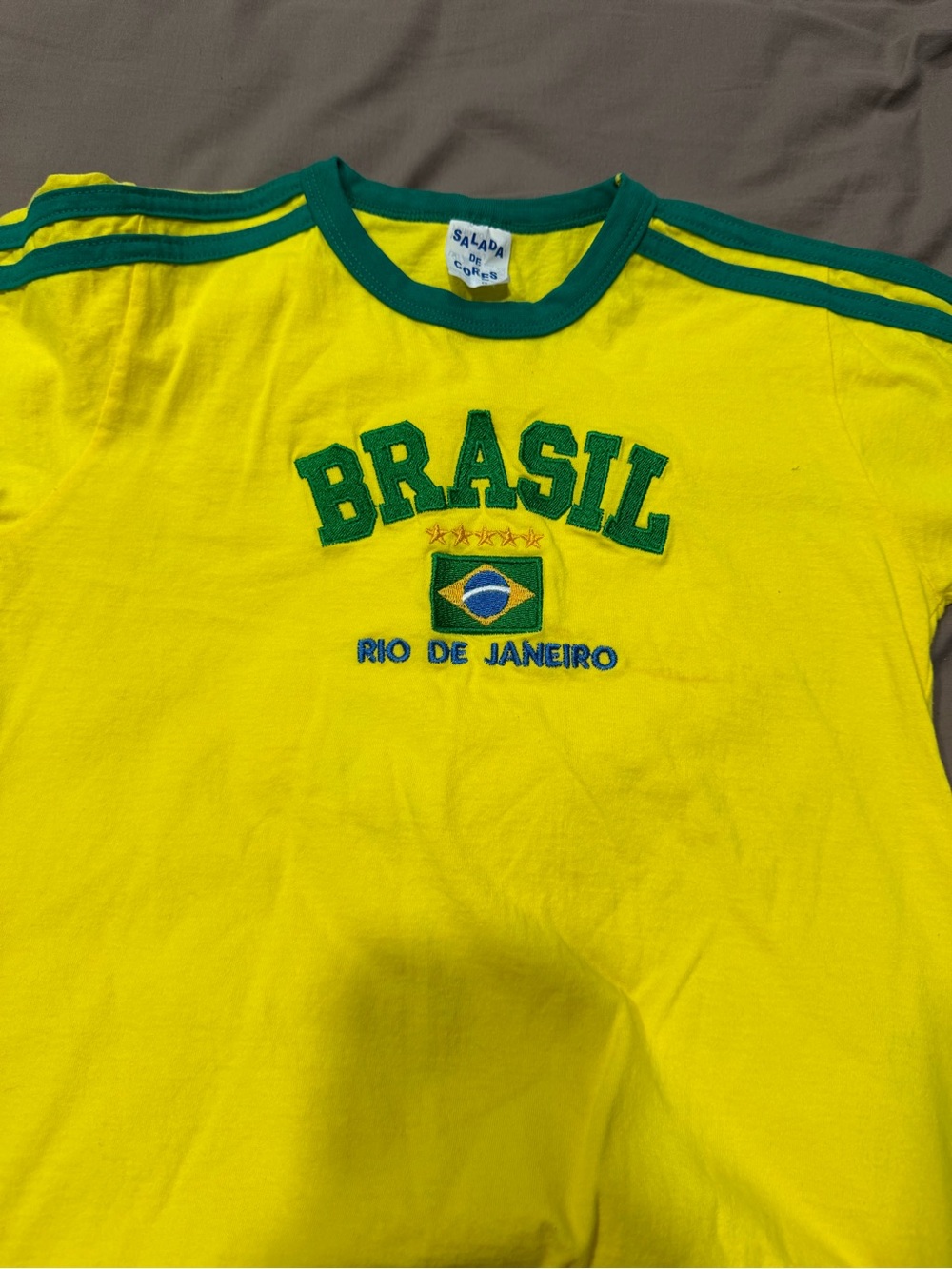 Brasil Rio Graphic Crop Top - Yellow & Green